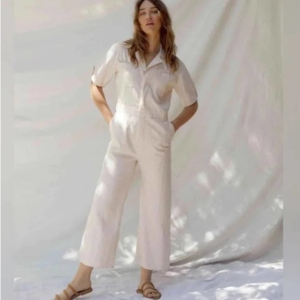 NWOT Christy Dawn Penny Jumpsuit in Pink Harvest Stripe